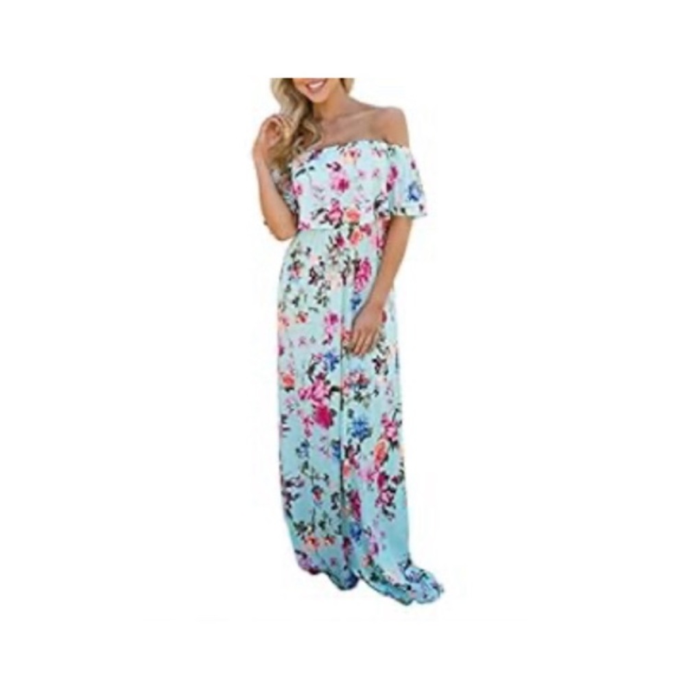 Happy Sailed Off Shoulder Floral Print Maxi Dress